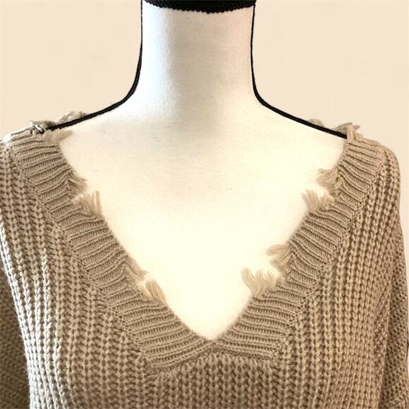 Derek Heart Scarecrow Knit Sweater Women's 3X V-neck Neutrals Color Block - Picture 5 of 11